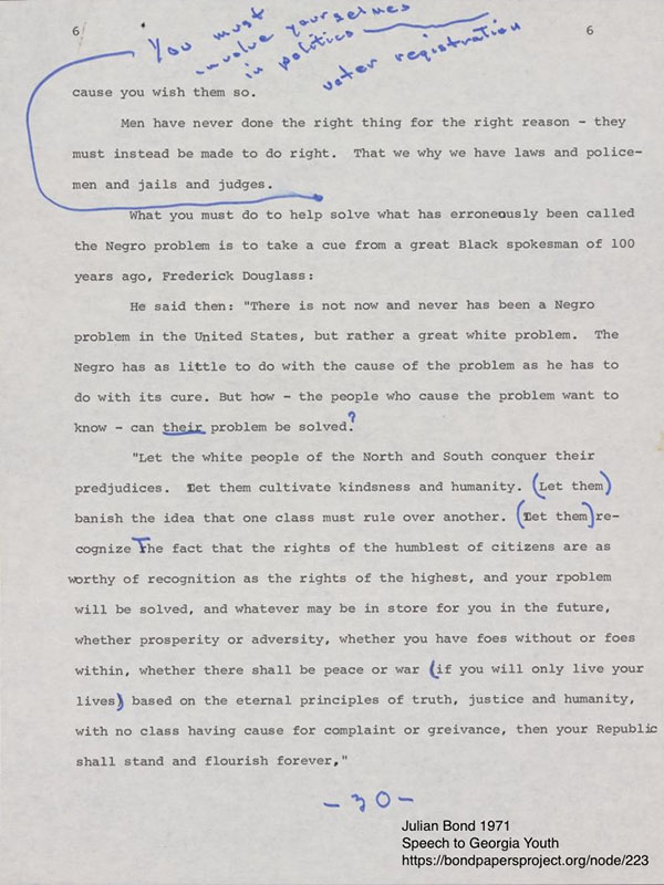 Page from Julain Bond Archive