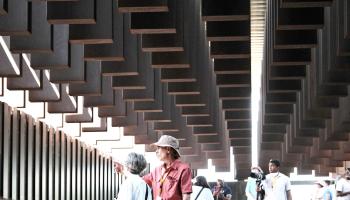 The Charlottesville Civil Rights Tour visits the National Memorial for Peace and Justice in Montgomery, Alabama, the first memorial in the United States dedicated to the legacy of enslaved Black people, lynching victims and African Americans harmed by racial segregation. Photo credit: Eze Amos