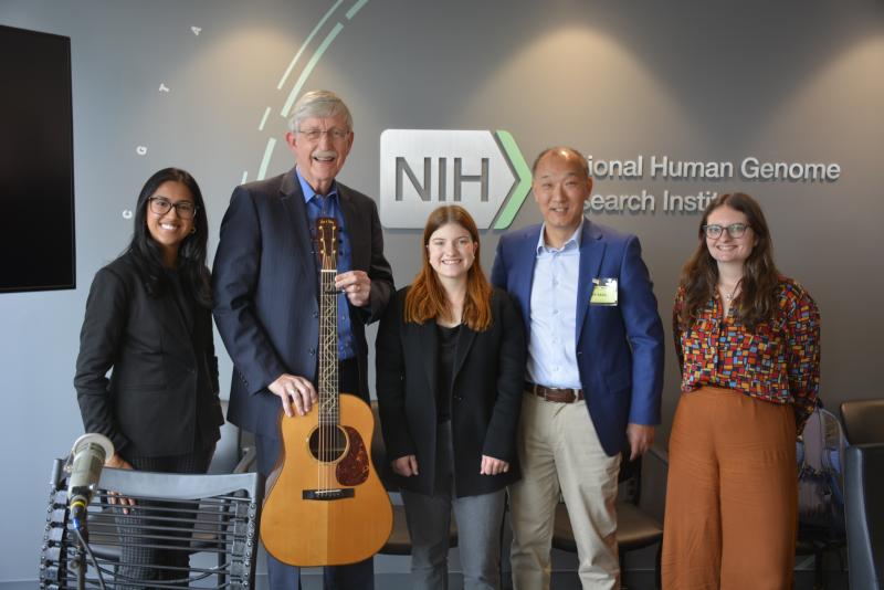 (From L to R) Reeya Verma, Dr. Francis Collins, Catherine Cossaboom, STEM Advisor to the Provost Ken Ono and "HOOS in STEM" producer M.G. McGehee