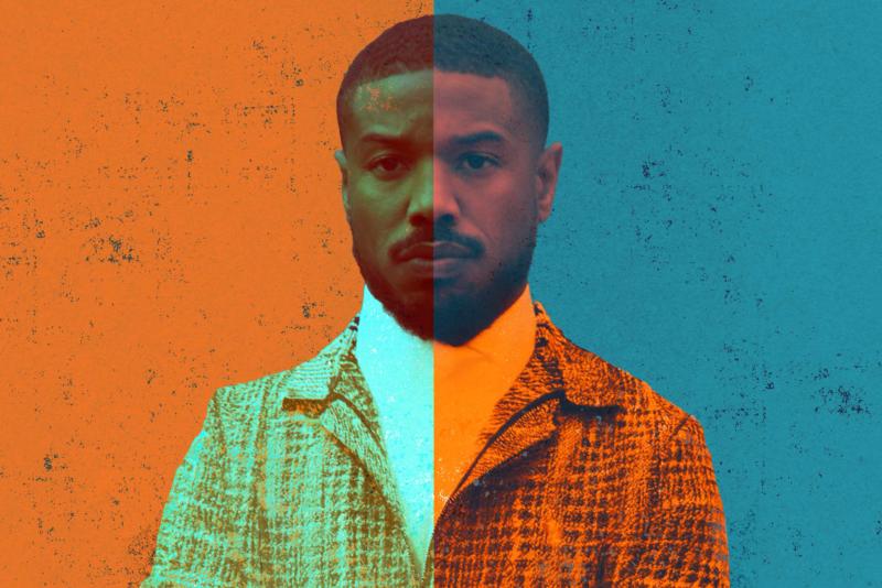 Michael B. Jordan illustrated into an orange and blue background. “Sinners,” starring Michael B. Jordan, tells the story of twin brothers who confront supernatural dangers and racist violence in the Jim Crow South. (Photo by John Bauld, CC BY 2.0.; illustration by John DiJulio, University Communications)