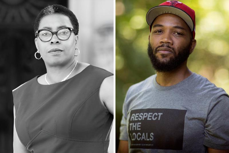 Portraits of Robin Coleman and A.D. Carson Robin Coleman, left, is an expert in Black horror films, while A.D. Carson is a professor of hip-hop at UVA. (Left, contributed photo; right, University Communications)