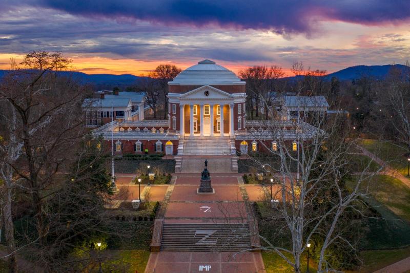 The Rotunda at the University of Virginia at sunset