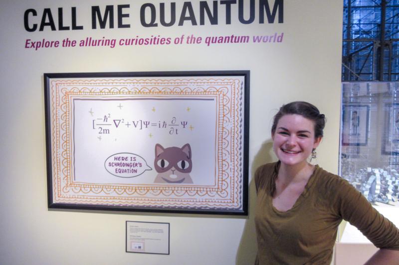 One of her achievements was curating an exhibit in the Richmond Science Museum of science related art. Here she is posed with a piece in that exhibit.
