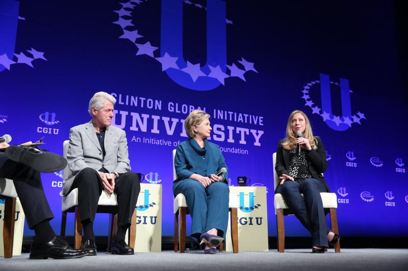 Bill, HIllary and Chelsea Clinton at the 2014 Clinton Global Initiative University Meeting at Arizona State University