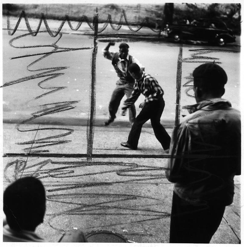 Gordon Parks, American, 1912-2006, “Untitled, Harlem, New York,” 1948. Gelatin silver print. The markings on the photo show how it was to be cropped for publication.