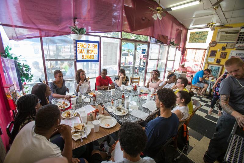 The “Freedom Summer” class meets at Mel’s Cafe.