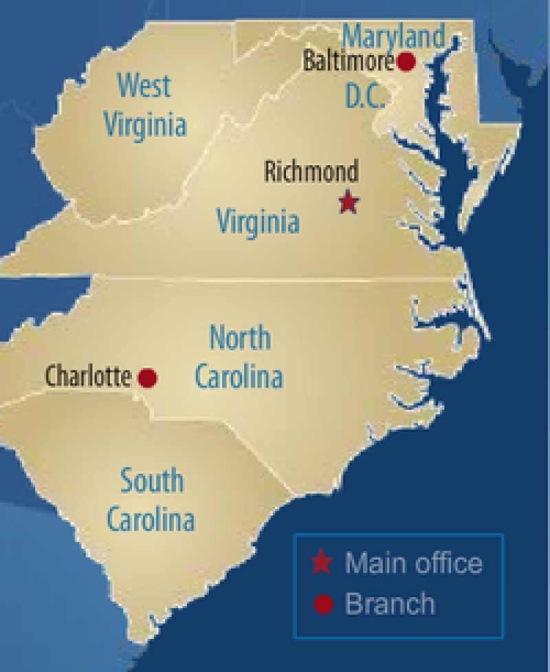 Federal Reserve Bank of Richmond Area Map