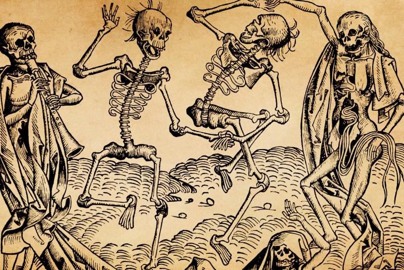 Inspired by the Black Death, “The Dance of Death,” was a common painting motif in the late medieval period.