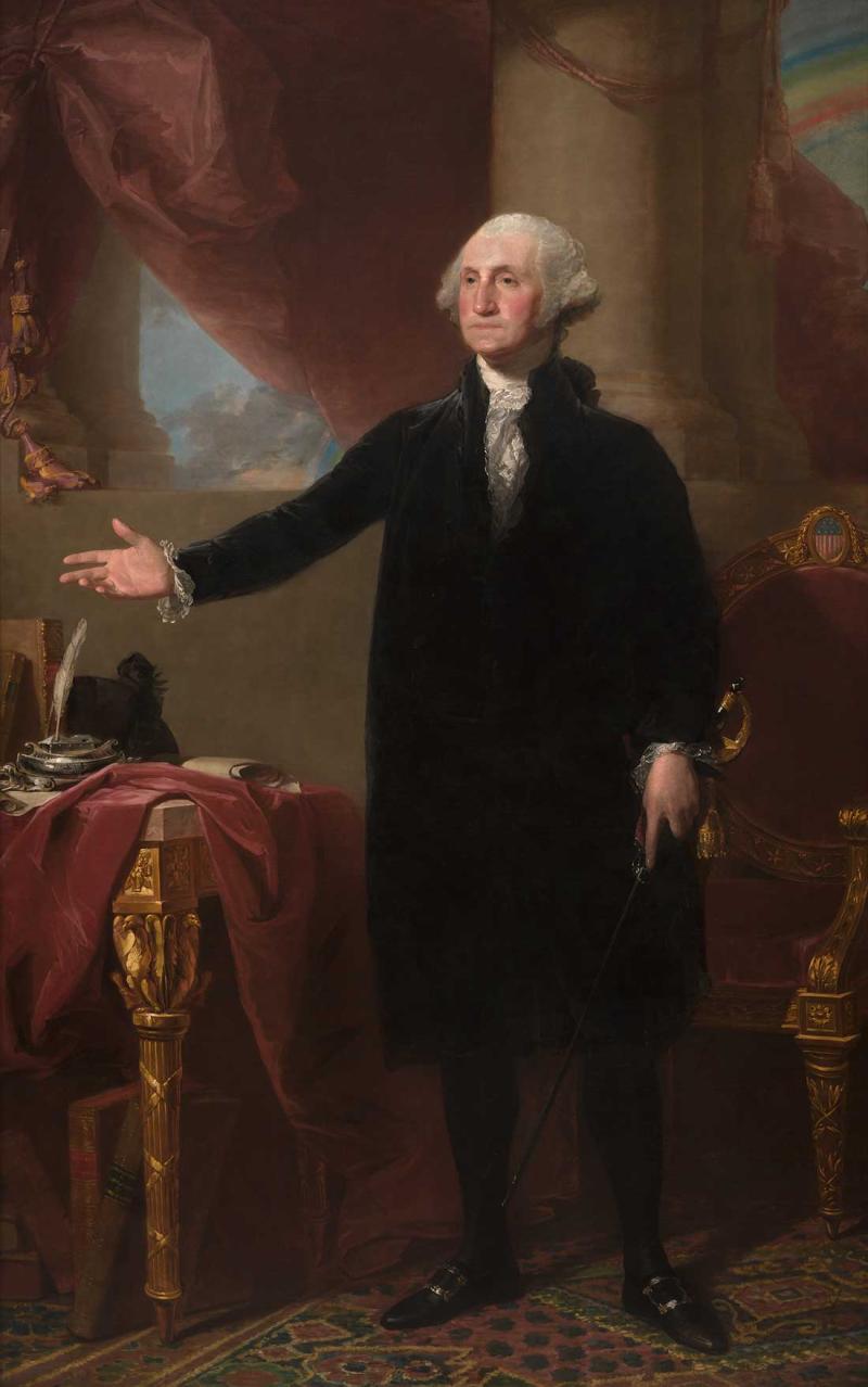 George Washington. The \"Landsdowne\" portrait by Gilbert Stuart, 1796. National Portrait Gallery, Smithsonian Institution