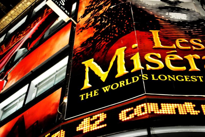 Photo of “Les Misérables” theater sign