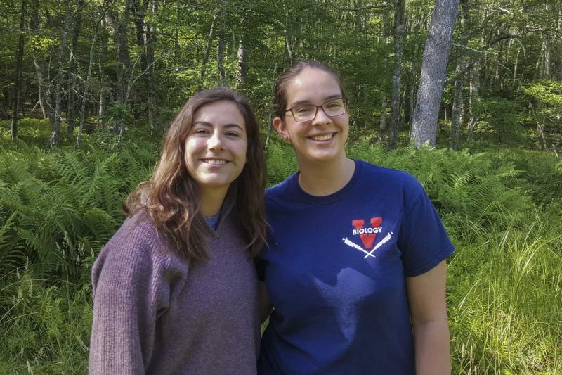 UVA biology students Rachel Thoms, left, and Rita Hueston are in the REU program at Mt. Lake.