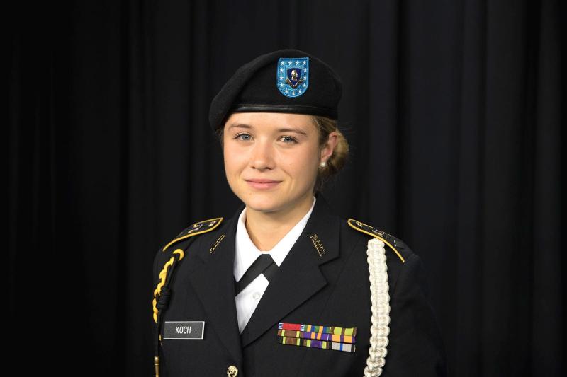 While at UVA, Sarah Koch has been the executive officer and command sergeant major of the Army ROTC program and has held several other leadership roles.