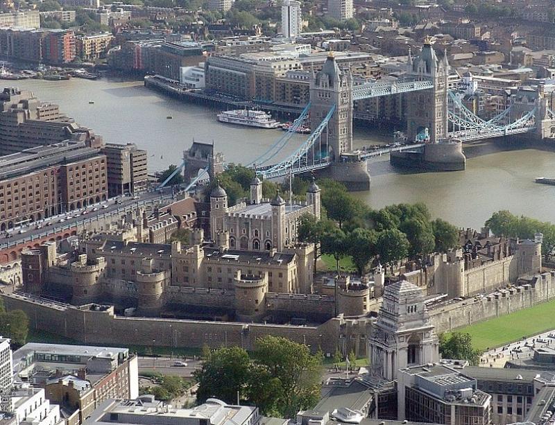 Aerial view of the Tower of London