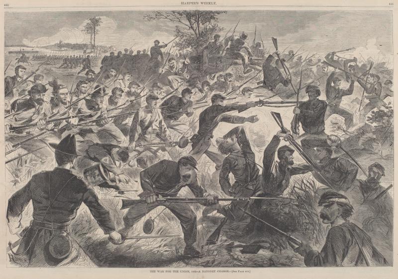 Harpers Weekly artist rendering of Civil War battle