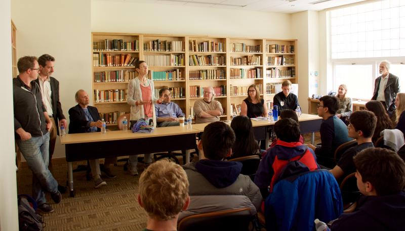 Students from the Thomas Jefferson High School for Science and Technology listen to faculty of the Department of Germanic Languages & Literatures.