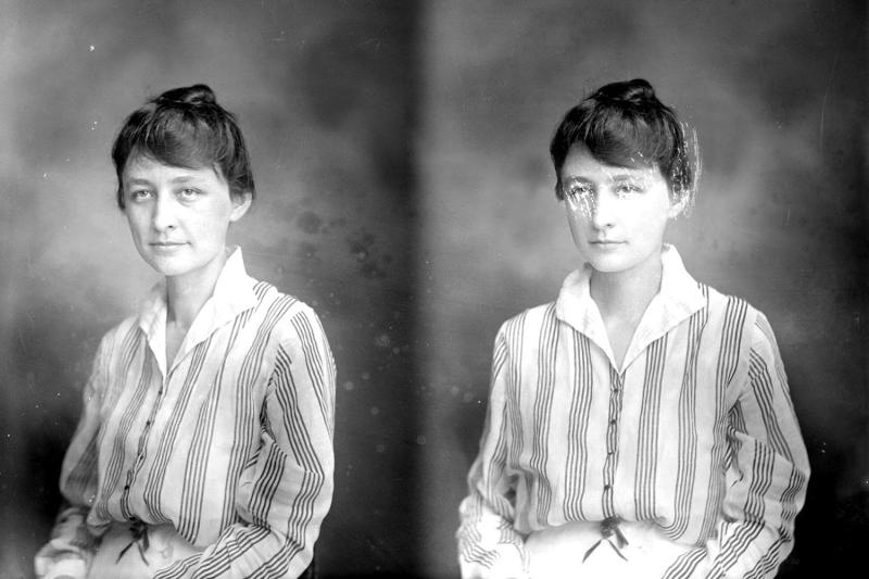 Georgia O’Keeffe shown in photographs taken in Charlottesville in 1915 by Rufus Holsinger