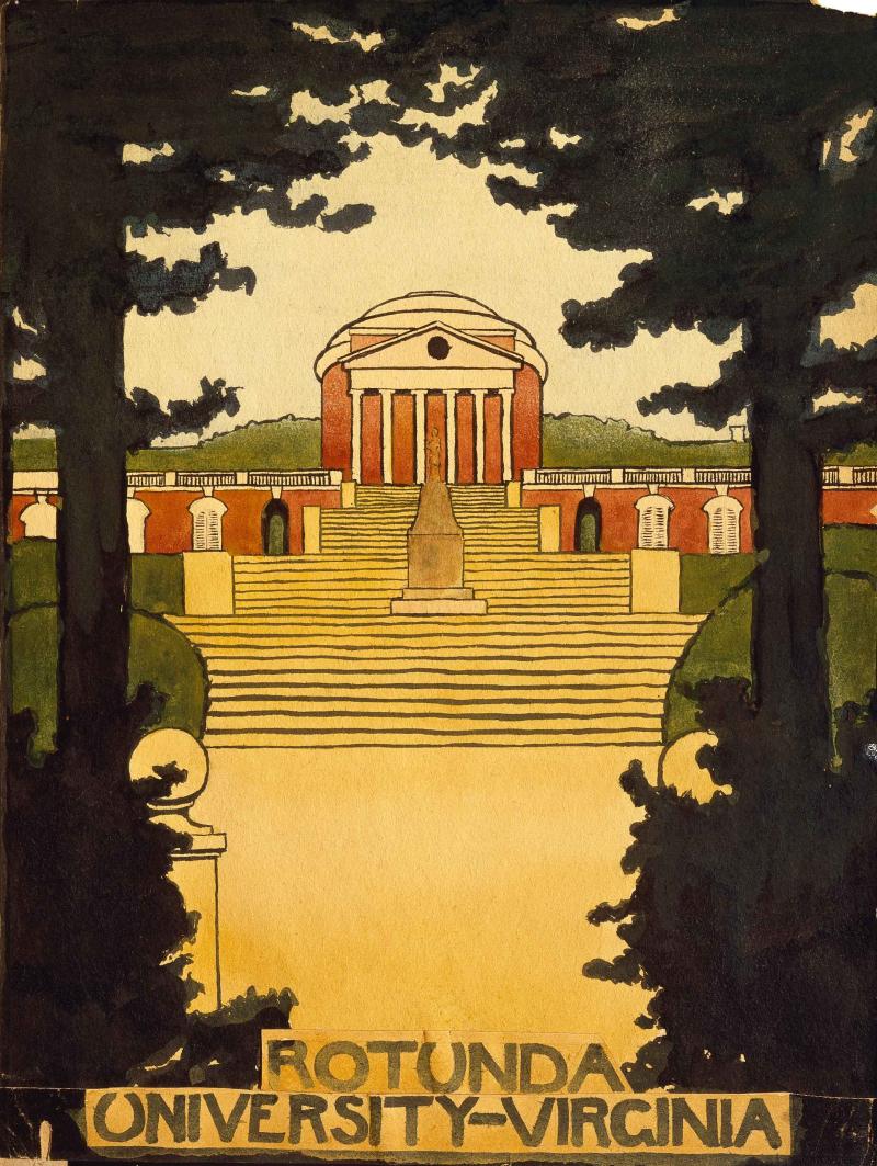 Untitled (Rotunda -University of Virginia) Scrapbook U of V, 1912-1914, Georgia O’Keeffe, Watercolor on paper 11 7/8 x 9 (30.16 x 22.86)