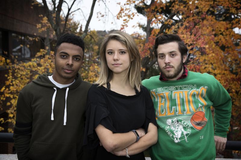 From left, Alazar Aklilu, Emily Dhue and Joshua Palmer spent 72 hours with very little sleep as part of the Adrenaline Film Project.