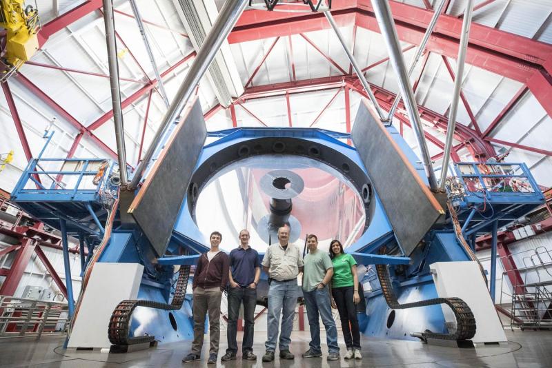 A UVA team is in Chile installing the APOGEE astronomical instrument. They recently visited the nearby Magellan telescope, pictured, and received a tour from astronomers there. 
