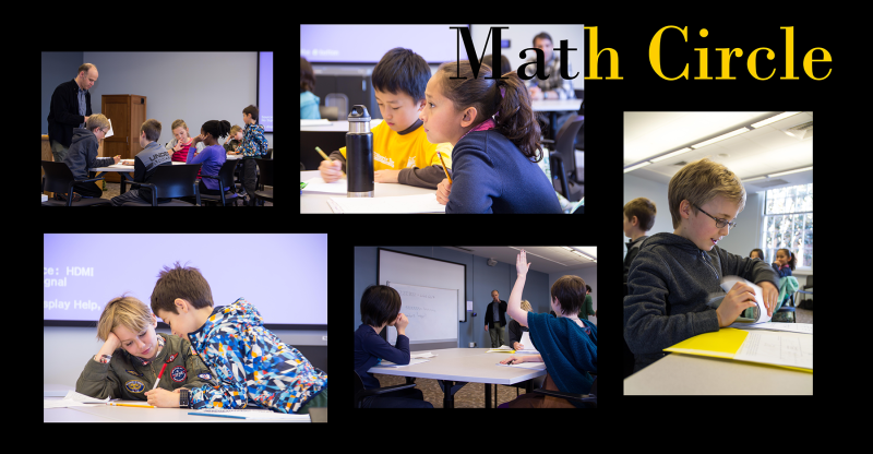 Math professor Slava Krushkal with 4th- and 5th-grade students in class at the UVA Math Circle program.